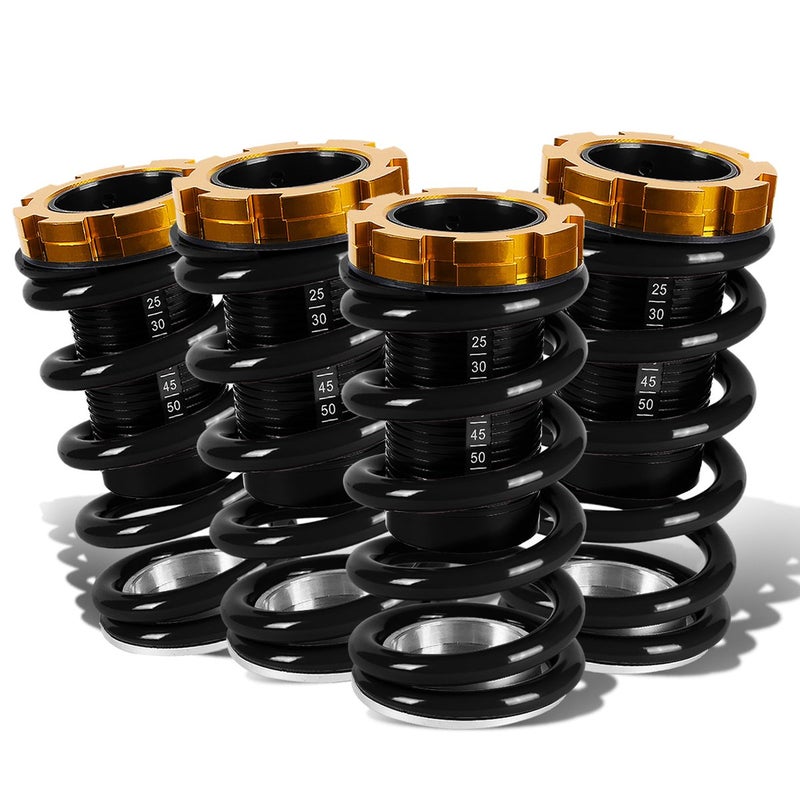 DNA MOTORING 4PCS Suspension Coilover Sleeves Spring Kit Compatible with 88-00 Civic / 93-97 Civic Del Sol / 88-91 CRX / 90-01 Integra, Black, COIL-HC88-T33-BK - Image 1